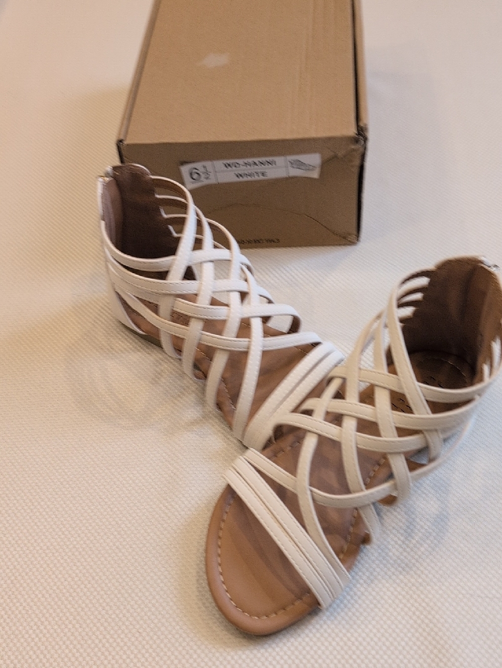 Journee Collection White Strappy Gladiator Sandals